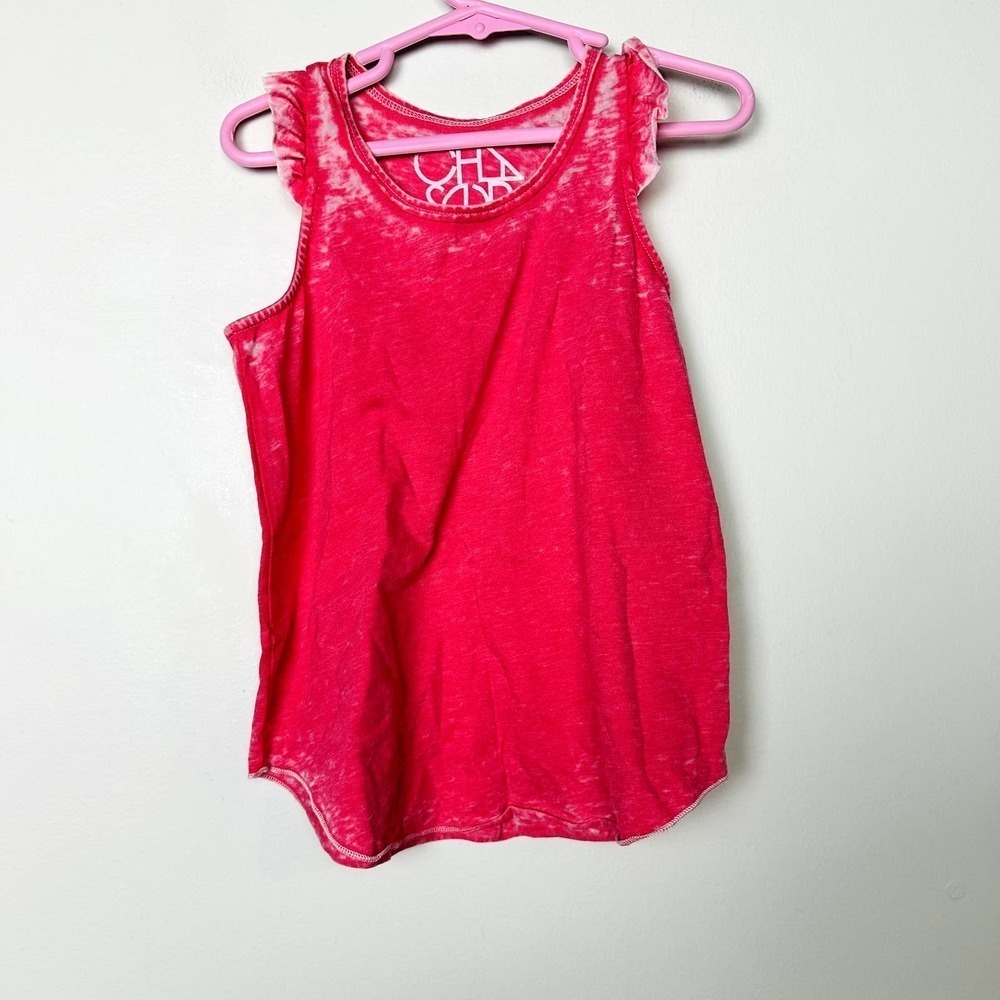 Chaser NWT Kids Girls Vintage Ruffle Sleeveless Racerback Tank Top Pink Size 6